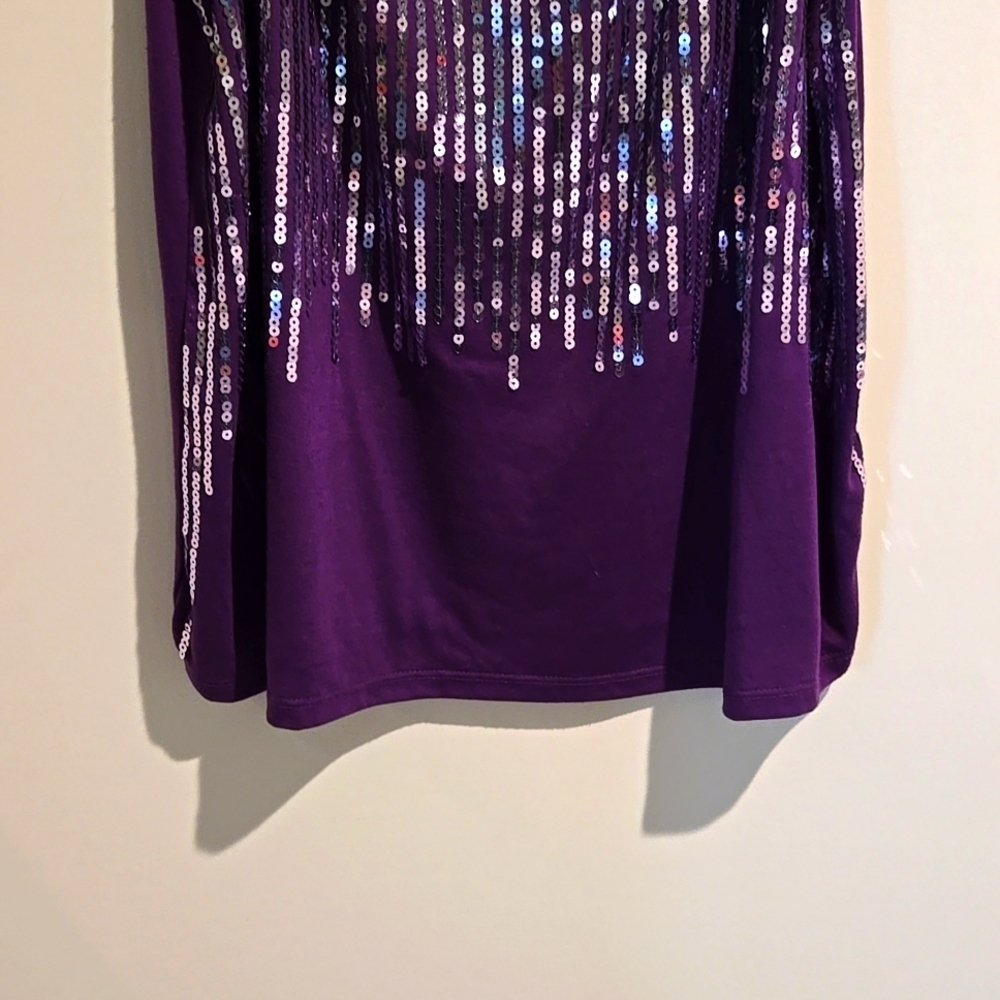 George purple sequined front tank top. Size 3X. - Picture 3 of 6